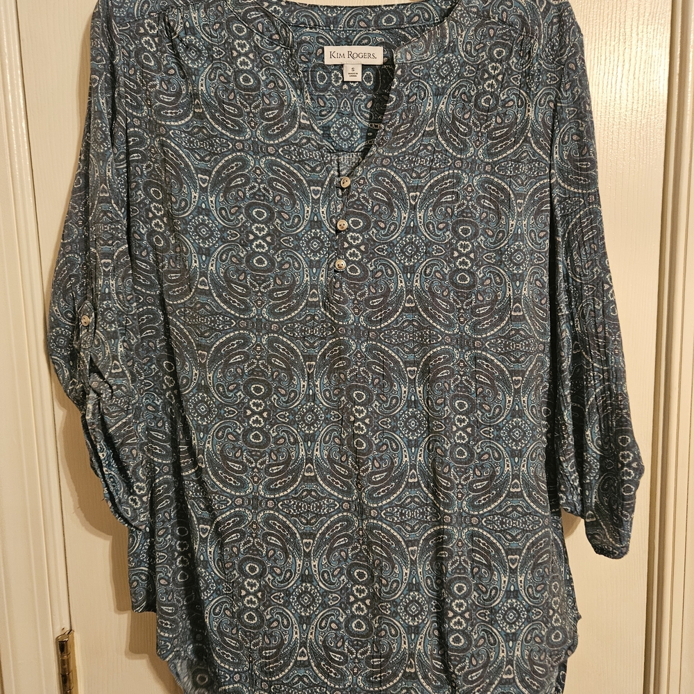 Kim Rogers Blue Paisley Women's Top